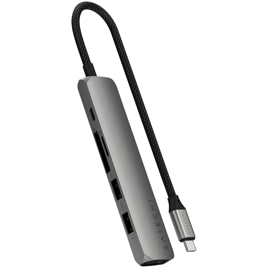 SATECHI  Slim 6 Multiport  Многопортовый адаптер  Space Gray — Изображение №1