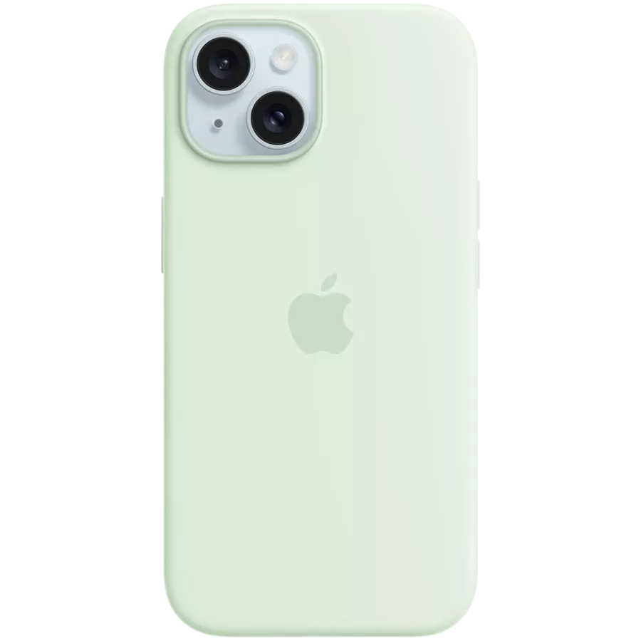 Чехол APPLE силиконовый с MagSafe Soft Mint для iPhone 15 — Изображение №1