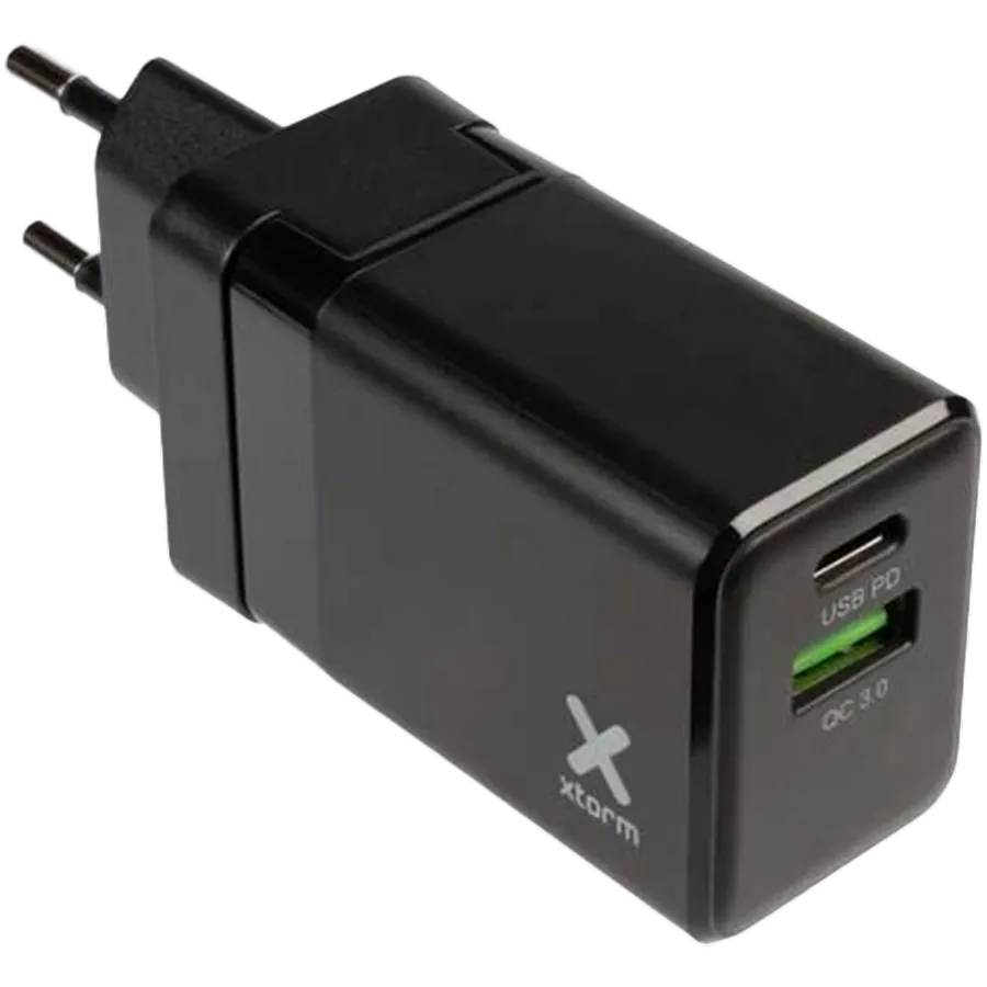 XTORM Προσαρμογέας ρεύματος 2*USB/USB-C, 20 βατ, Μαύρος — Εικών №1