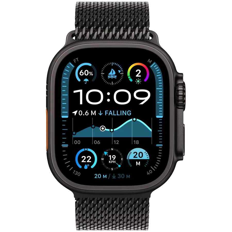 Apple Watch Ultra 2 2024, 49χιλ., Black Titanium, Black Titanium Milanese Loop, Medium — Εικών №2