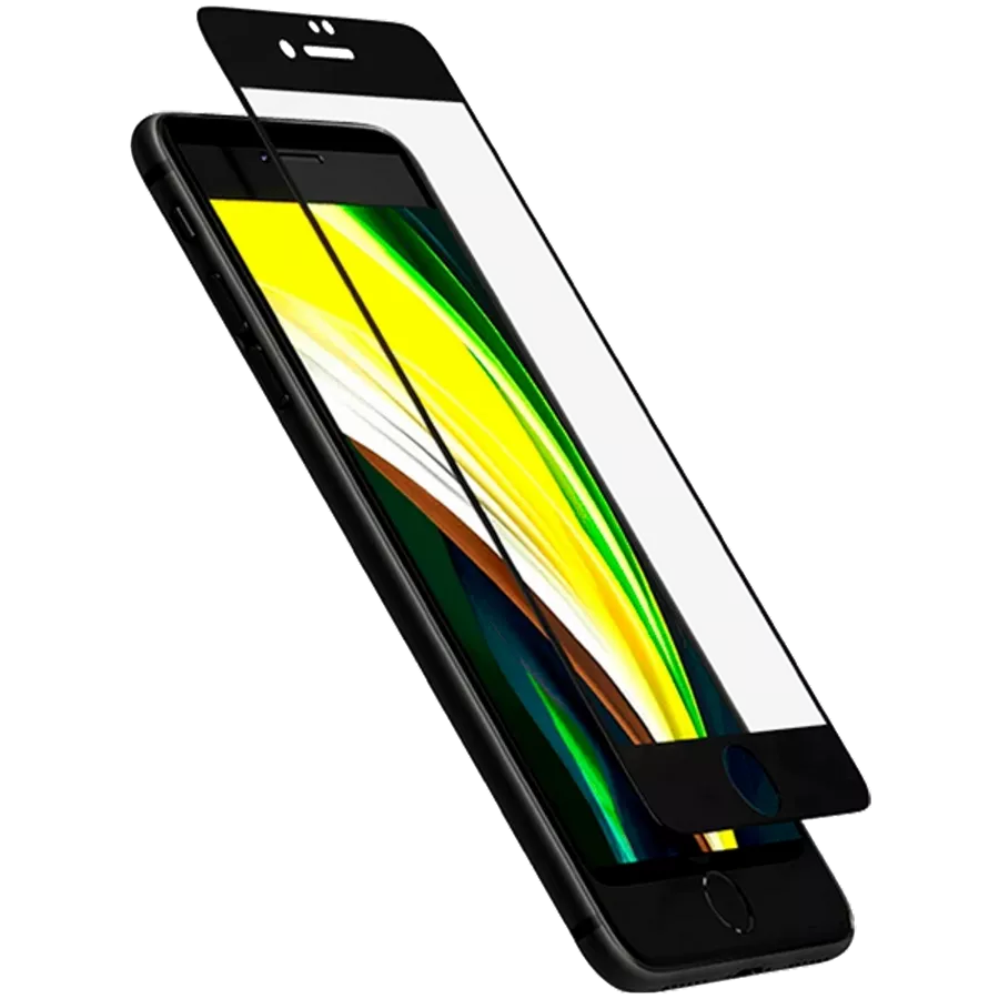Защитное закаленное стекло UBEAR Safety glass NANO SHIELD with black frame для iPhone SE (2-го поколения)/8/7 — image №2