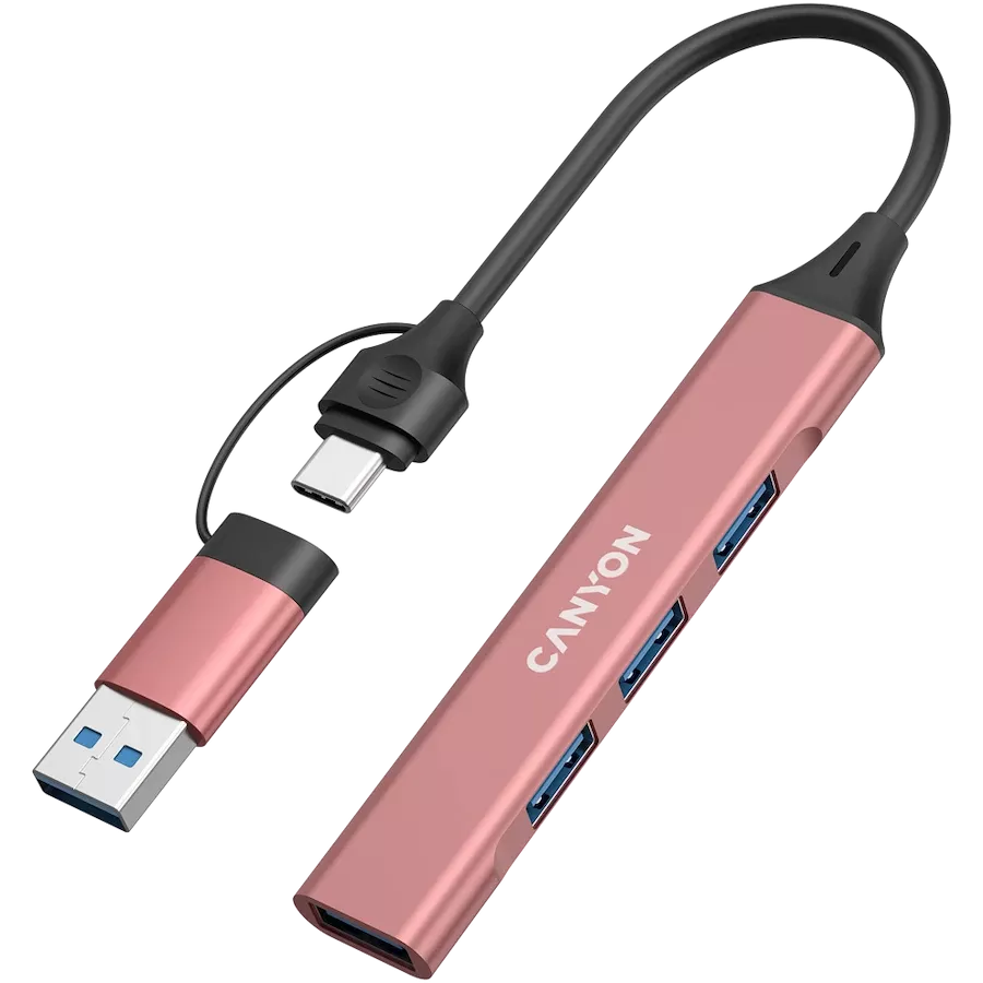 CANYON  DS-02  USB Hub 4 Port USB-C Hub DS-02 Ροζ — Εικών №2