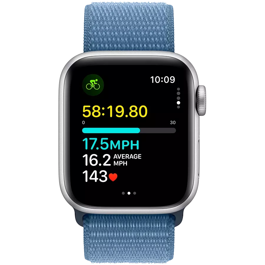 Apple Watch SE GPS Gen.2 (2023)  Winter Blue Sport Loop, 40мм, Серебристый — Изображение №6