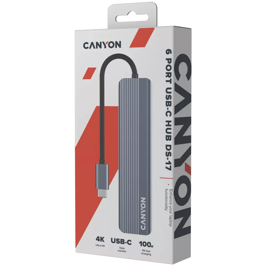 CANYON  Многопортовый адаптер 6in1 USB C hub Серый — Изображение №7