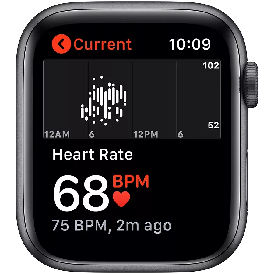 Refurbished Apple Apple Watch Series 5 GPS, 44χιλ., Διαστημικό γκρι, Μαύρο αθλητικό λουράκι, Grade B — Εικών №5
