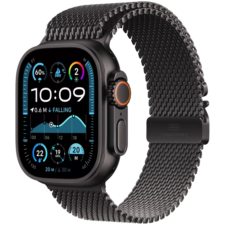 Apple Watch Ultra 2 2024, 49χιλ., Black Titanium, Black Titanium Milanese Loop, Medium — Εικών №1