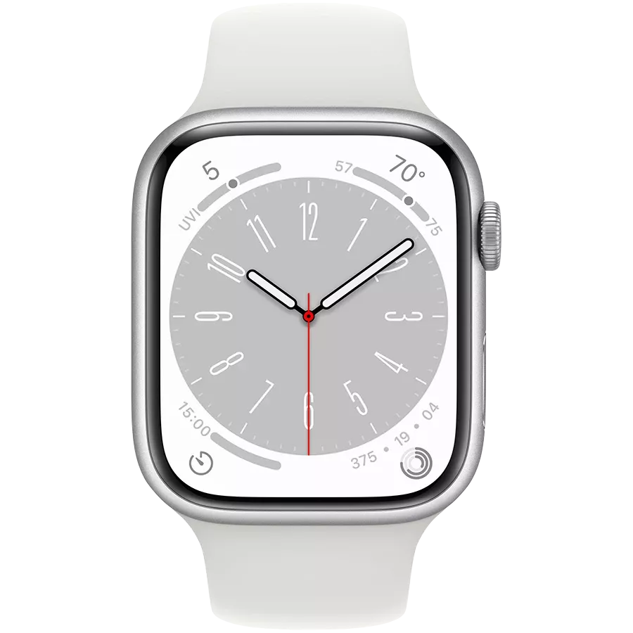 Apple Watch Series 8 GPS, 45mm, Silver, White Sport Band - buy in 
