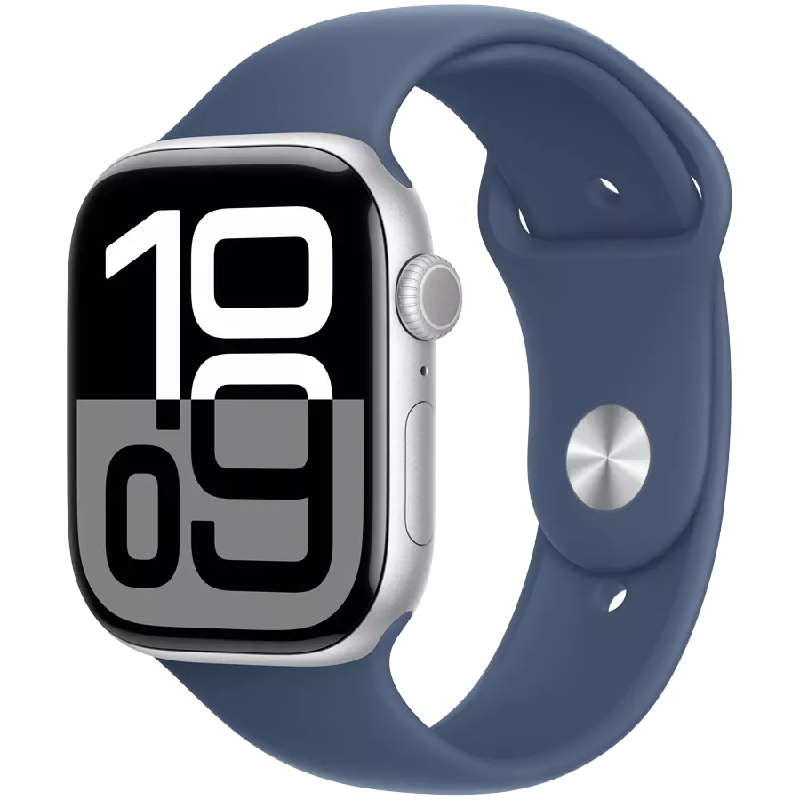 Apple Watch Series 10 GPS, 42mm, Silver, Denim Sport Band, S/M — Image №1