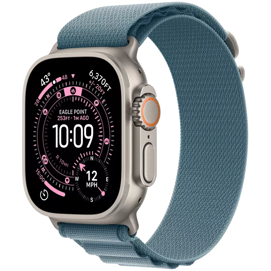 Apple Watch Ultra 3, 49mm, Natural, Light Blue Alpine Loop, Medium — Image №1