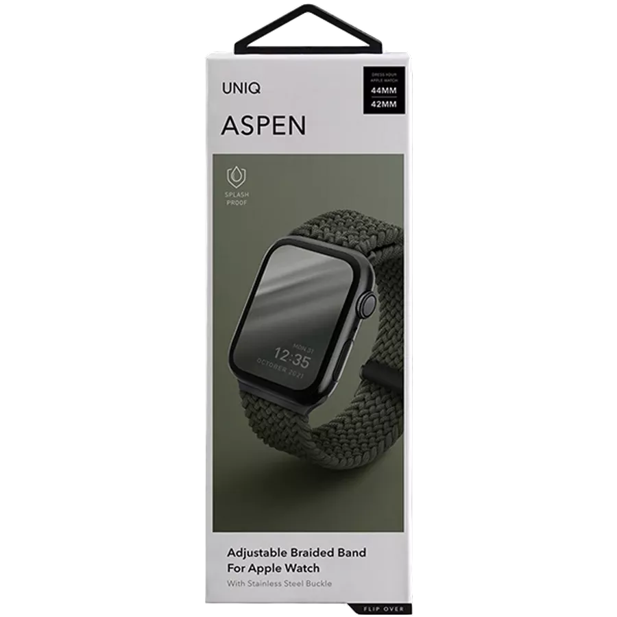 Band UNIQ ASPEN Strap Braided for Apple Watch 42/44 ASPEN Strap Կանաչ for Apple Watch 42/44/45 mm — image №3