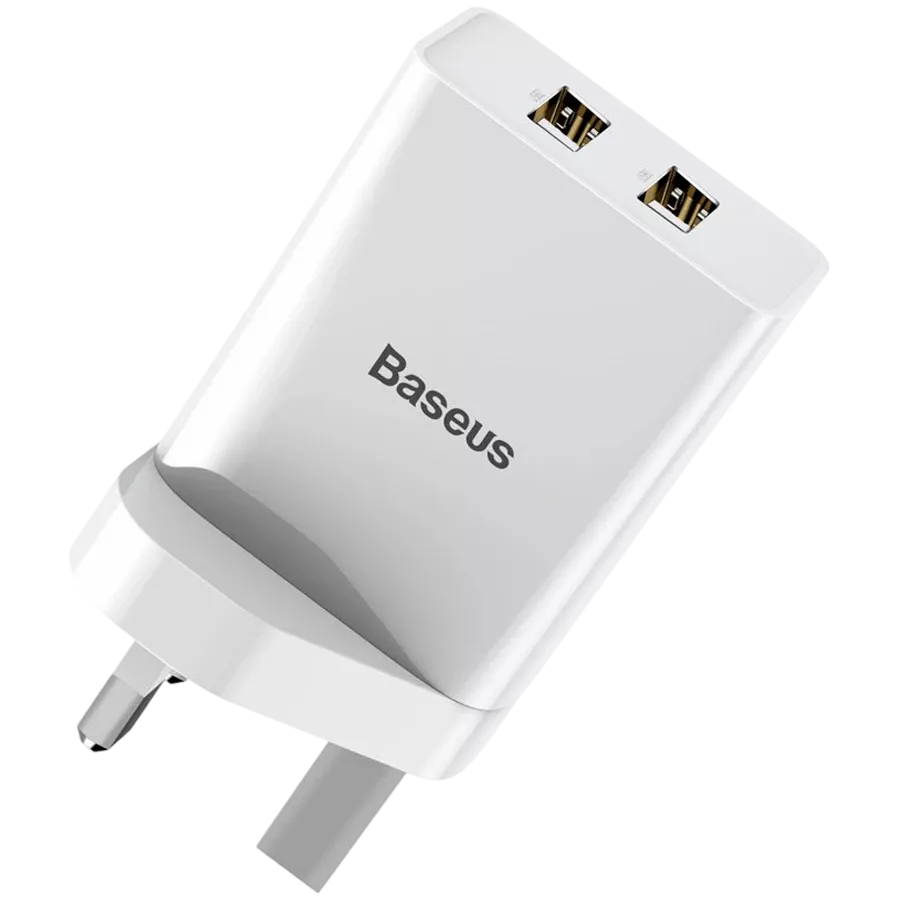 BASEUS Power Adapter 2*USB Type A, White — Image №1