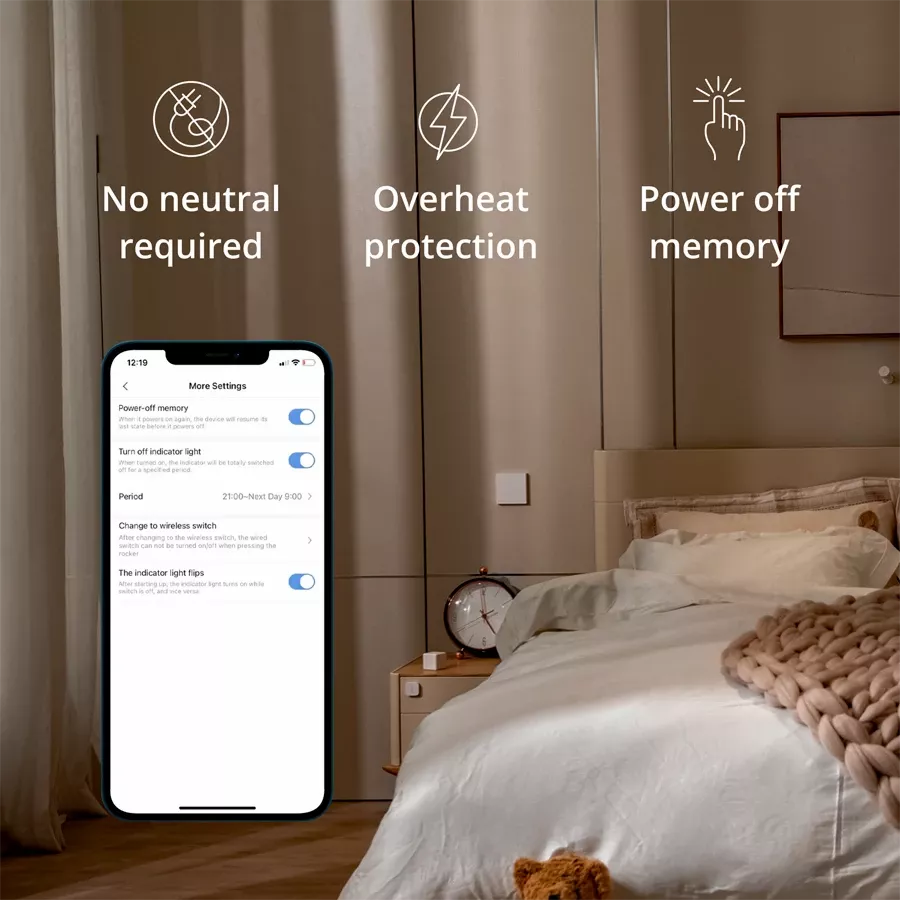 Smart wall switch H1 (no neutral, single rocker) AQARA, White — Image №7