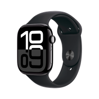 Apple Watch Series 10 GPS  Black Sport Band, M/L, 46mm, Jet Black