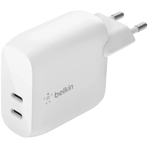 Мережевий зарядний пристрій Belkin 40Вт 2хUSB-С PD White (WCB006VFWH)