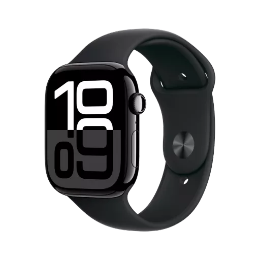 Apple Watch Series 10 GPS  Black Sport Band, M/L, 46mm, Jet Black
