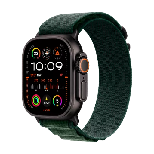 Apple Watch Ultra 2 2024  Темно-зеленый альпийский ремешок, М, 49мм, Black Titanium
